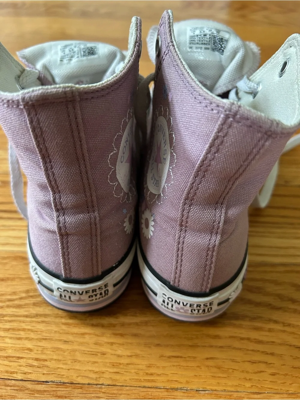 Converse Kids Lavender High-Top Sneakers with Floral Patch